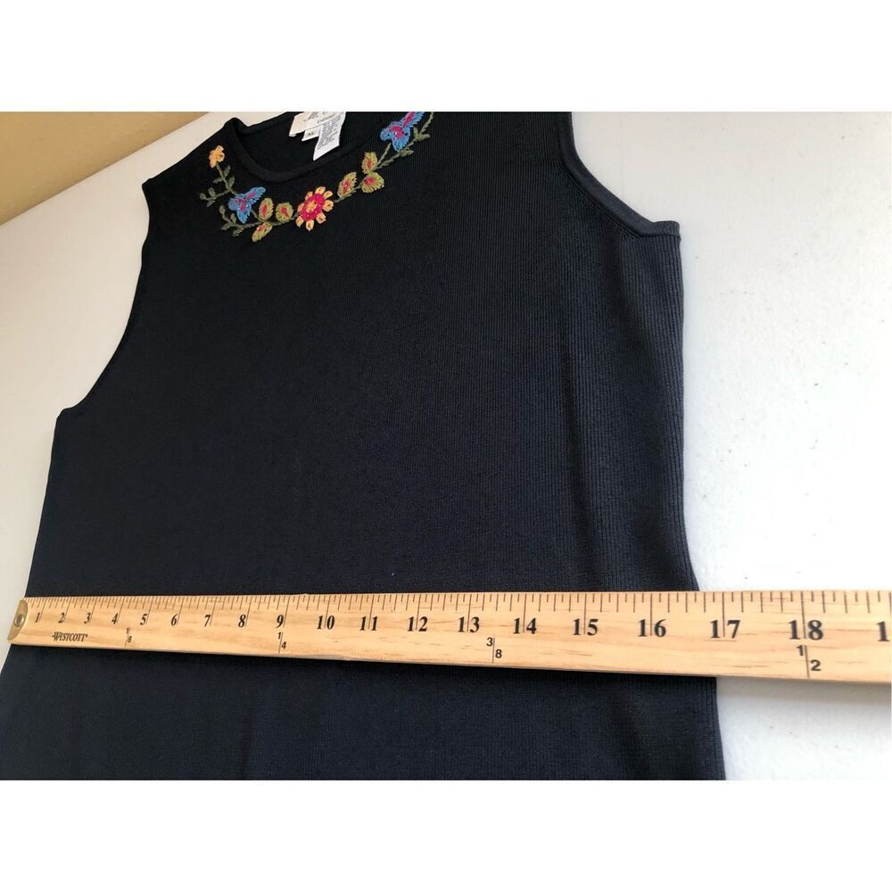 M Nicole XL Navy Embroidered Floral Sleeveless Knit Tank Top - Picture 9 of 13